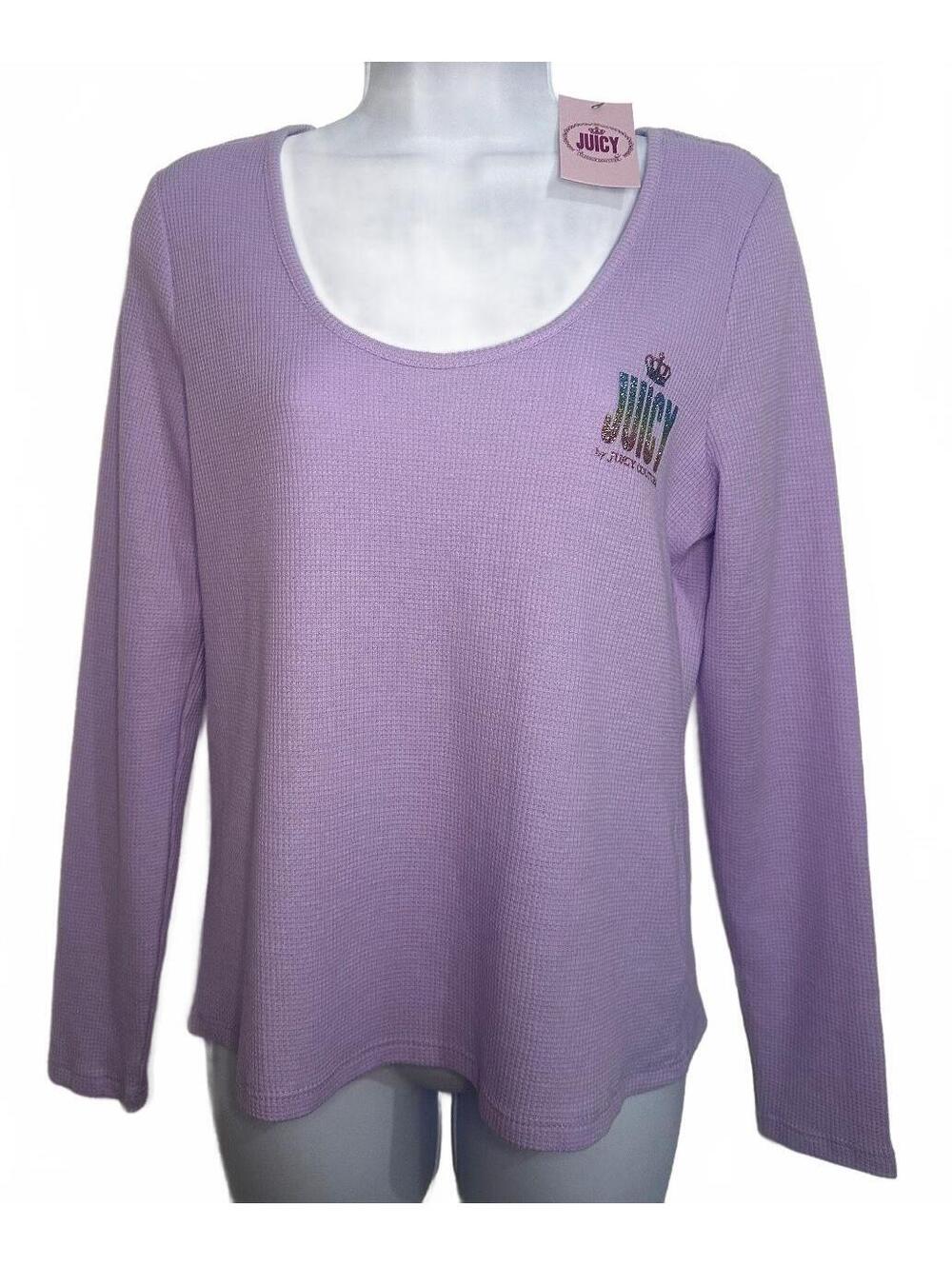 Juicy Couture NWT Lavender Purple Long Sleeve Glitter Y2K Logo Top M